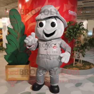 Silver Cherry mascot costume character dressed with a Cargo Shorts and Mittens