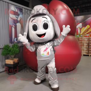 Silver Cherry mascot costume character dressed with a Cargo Shorts and Mittens