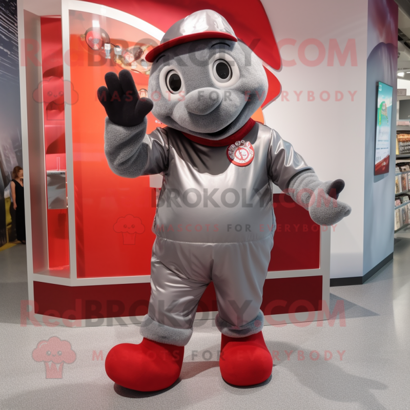 Silver Cherry mascot costume character dressed with a Cargo Shorts and Mittens Silver Cherry mascot costume character dressed with a Cargo Shorts and Mittens