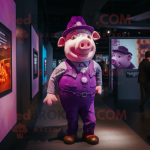 Purple Pig mascotte kostuum...