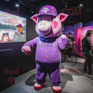 Purple Pig mascotte kostuum...