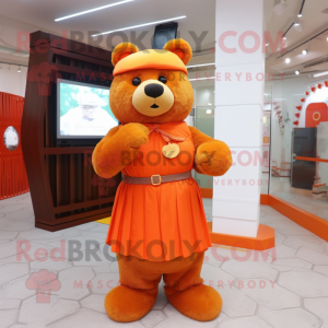 Orange bamse maskot kostume...