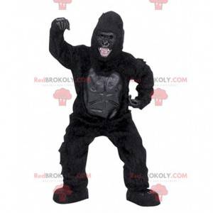 Mascotte de gorille noir très réaliste et intimidant -