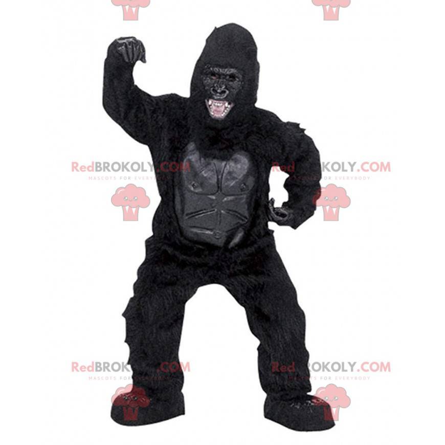 Mascotte gorilla nero molto realistica e intimidatoria -