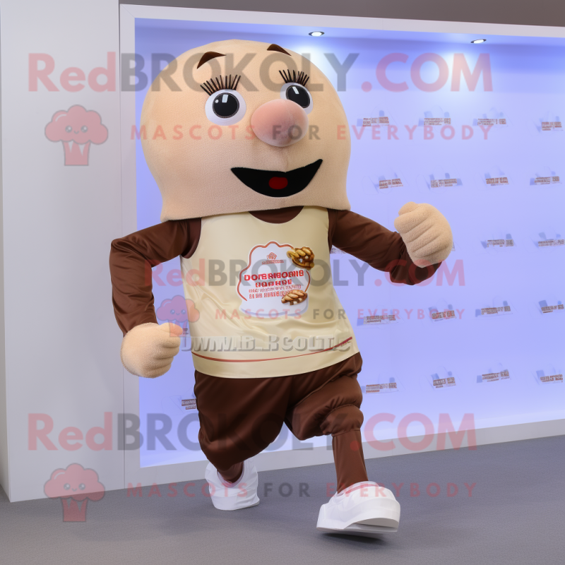 Beige Chocolates mascot costume character dressed with a Running Shorts and Keychains Beige Chocolates mascot costume character dressed with a Running Shorts and Keychains