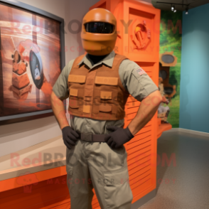 Rust Gi Joe mascot costume character dressed with a Button-Up Shirt and Watches