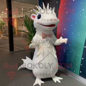 Hvid Axolotls maskot...