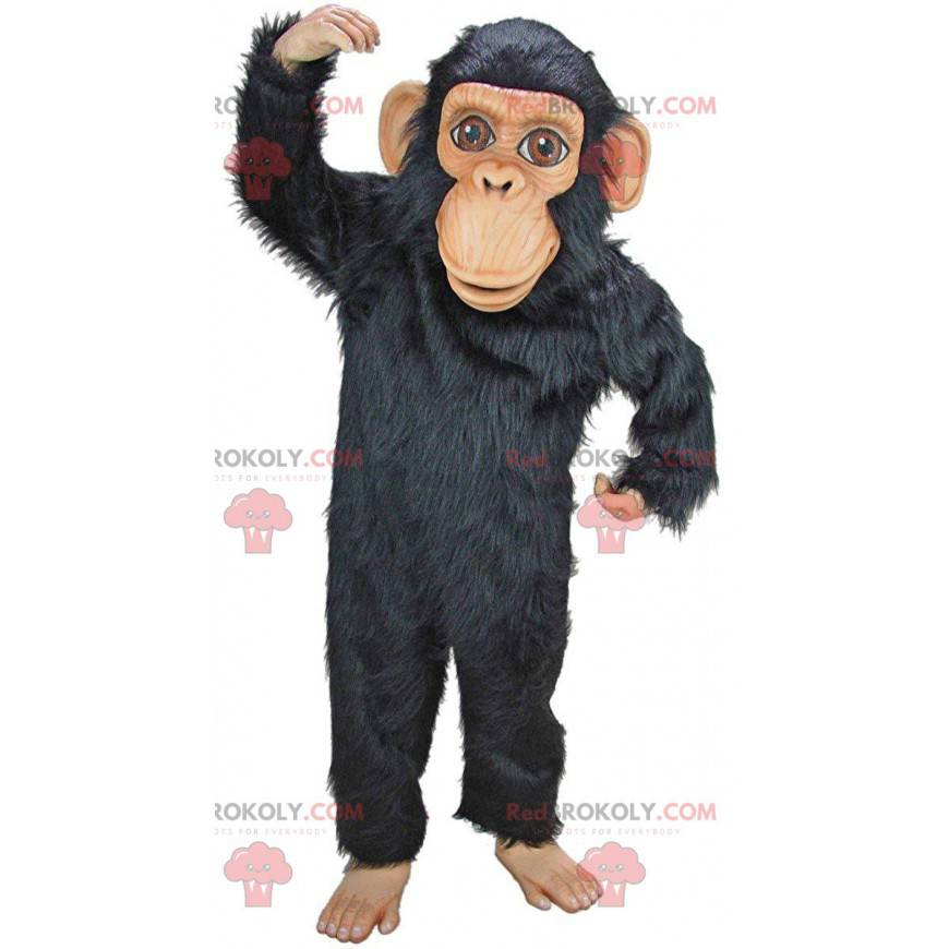 Mascote de chimpanzé, fantasia de macaco preto muito realista -