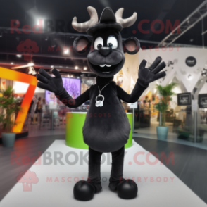 Black Reindeer mascot costume character dressed with a Skinny Jeans and Cufflinks