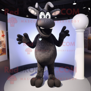 Black Reindeer mascot costume character dressed with a Skinny Jeans and Cufflinks