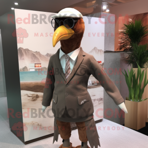 Brun Seagull maskot kostym...