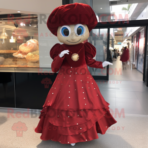 nan Steak mascot costume character dressed with a Evening Gown and Coin purses