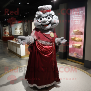 nan Steak mascot costume character dressed with a Evening Gown and Coin purses