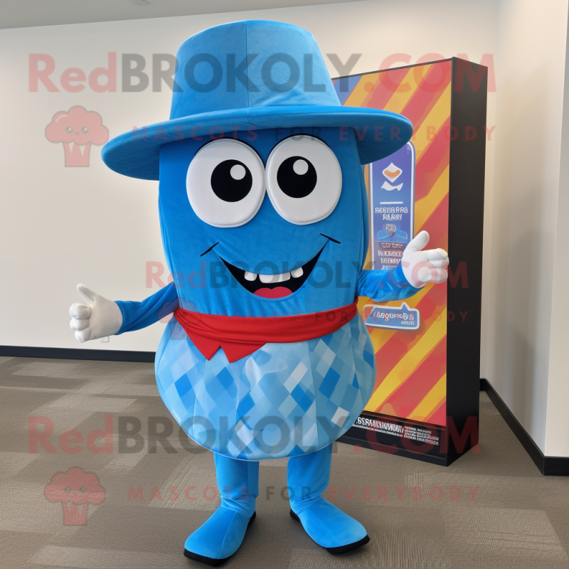 Blue Pizza Slice mascot costume character dressed with a Vest and Headbands Blue Pizza Slice mascot costume character dressed with a Vest and Headbands