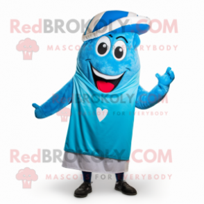 Blue Pizza Slice mascot costume character dressed with a Vest and Headbands