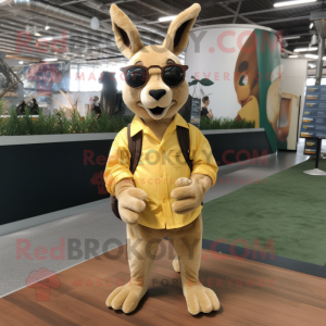 Guld kænguru maskot kostume...