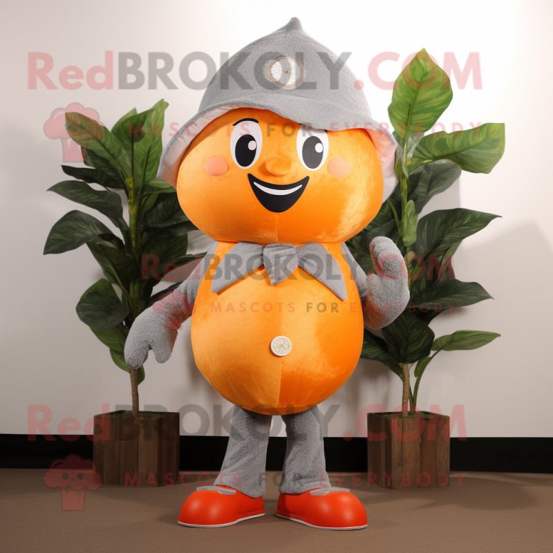 Silver Grapefruit mascot costume character dressed with a Romper and Belts