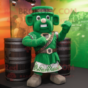 Forest Green Celtic Cross mascot costume character dressed with a Tank Top and Earrings