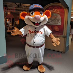 Rust Ratatouille mascot costume character dressed with a Baseball Tee and Berets