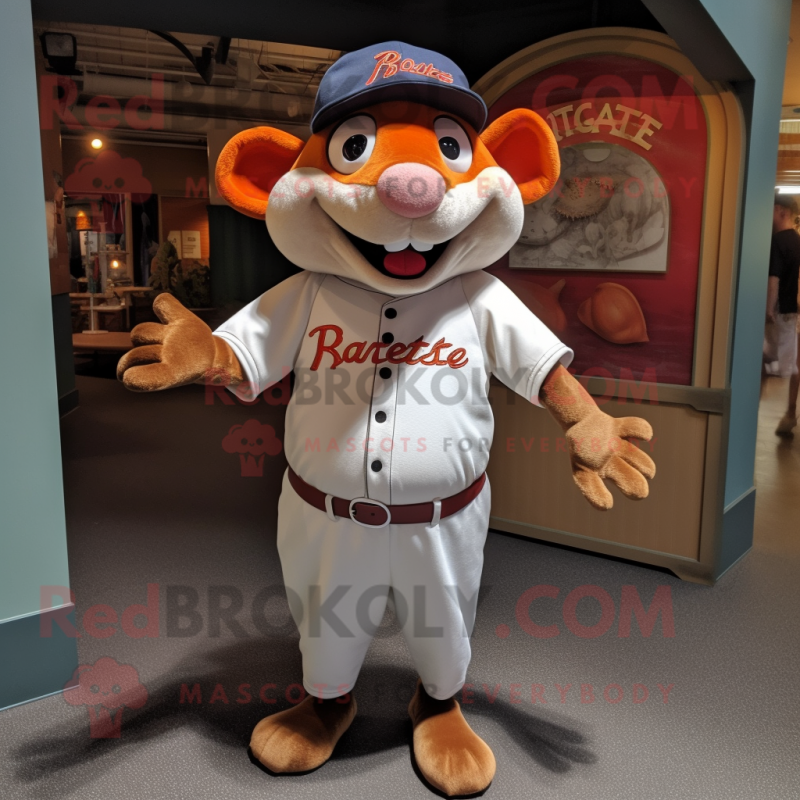 Rust Ratatouille mascot costume character dressed with a Baseball Tee and Berets Rust Ratatouille mascot costume character dressed with a Baseball Tee and Berets