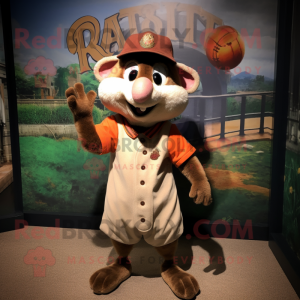 Rust Ratatouille mascot costume character dressed with a Baseball Tee and Berets