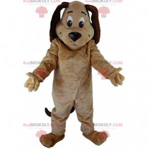 Mascotte de chien beige et marron, costume de toutou en peluche