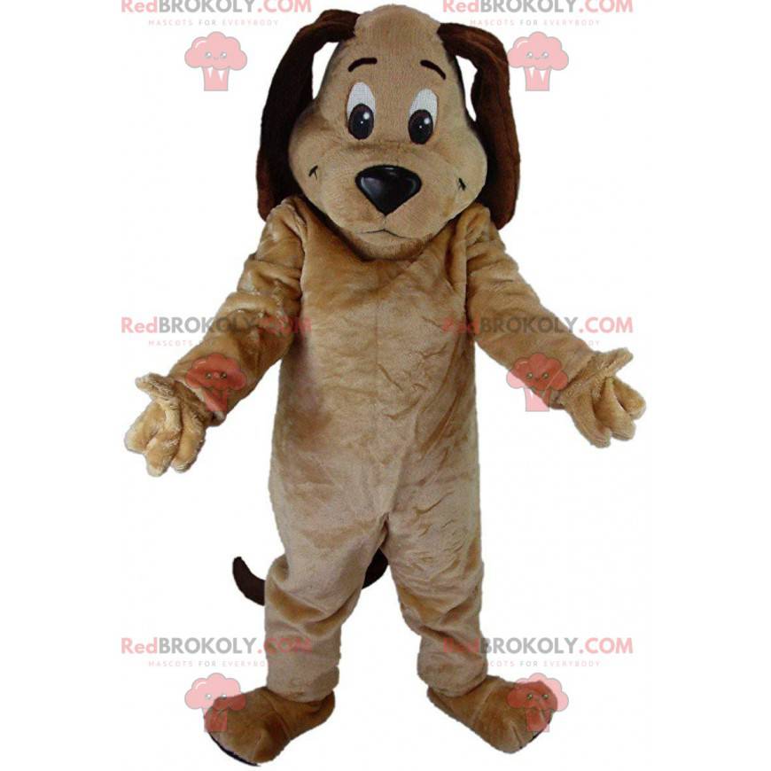 Beige and brown dog mascot, plush doggie costume -