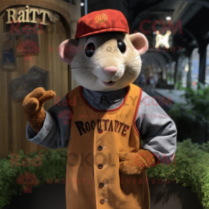 Rust Ratatouille mascot costume character dressed with a Baseball Tee and Berets