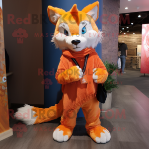 Orange Lynx maskot kostym...