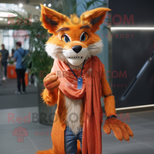 Orange Lynx maskot drakt...