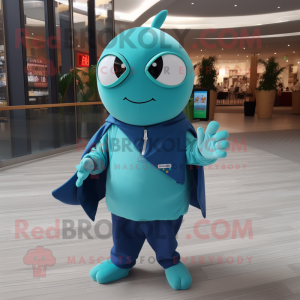 Teal Ray maskot drakt figur...