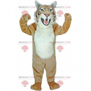 Mascot beige og hvit tiger, gigantisk leoparddrakt -
