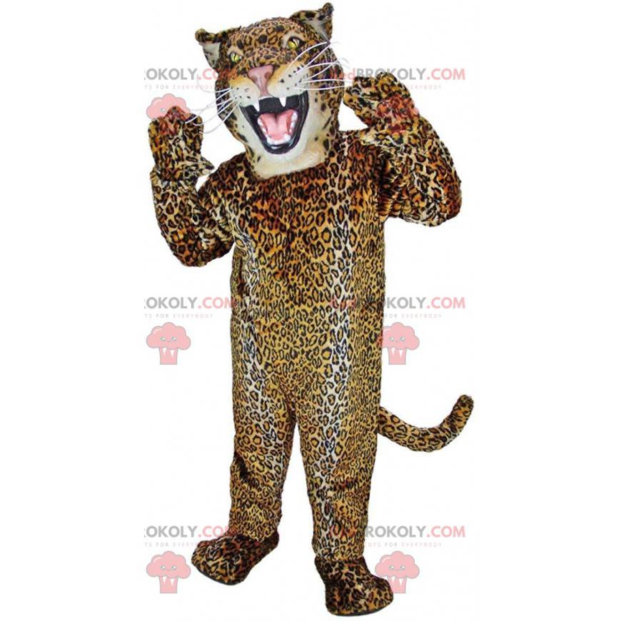 Fierce Jaguar Mascot, kleurrijk katachtig kostuum -