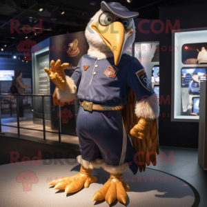 Gold Crow mascot costume character dressed with a Jeans and Brooches