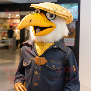 Gold Crow maskot kostume...