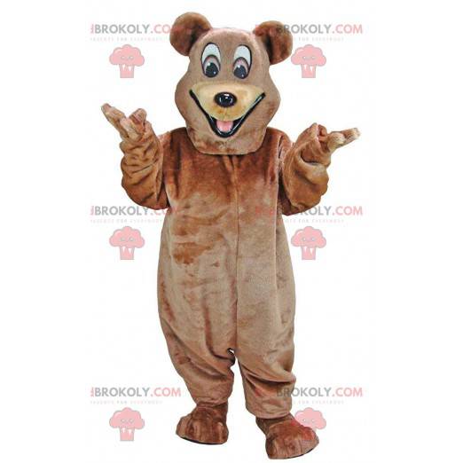 Mascotte vrolijke beer, glimlachend teddybeer kostuum -