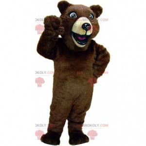 Mascotte orso bruno molto realistico, costume da orsacchiotto -