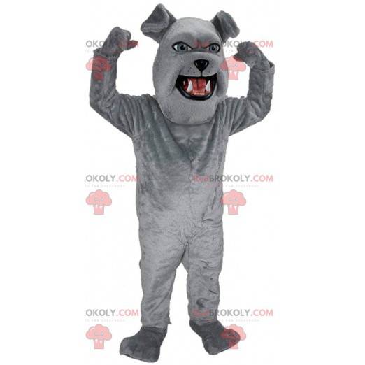 Mascota de bulldog gigante, disfraz de perro gris de peluche -