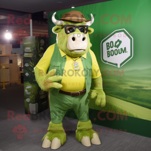 Lime Green Bison mascotte...