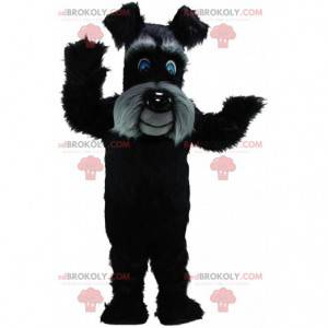 Black and gray terrier mascot, hairy dog costume -