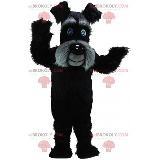 Svart og grå terrier maskot, hårete hundedrakt - Redbrokoly.com