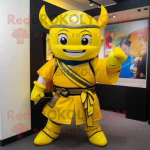 Gul Samurai maskot kostume...