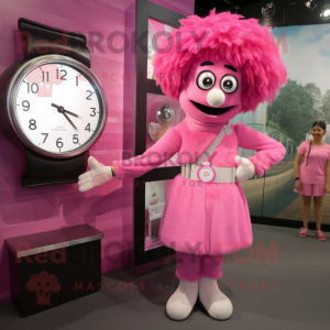 Pink Wrist Watch mascot costume character dressed with a Shift Dress and Anklets