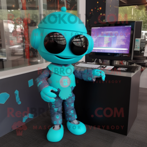 Turquoise computermascotte...