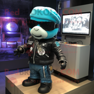 Cyan TV maskot drakt figur...