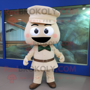 Cream Television mascot costume character dressed with a Cargo Pants and Bow ties