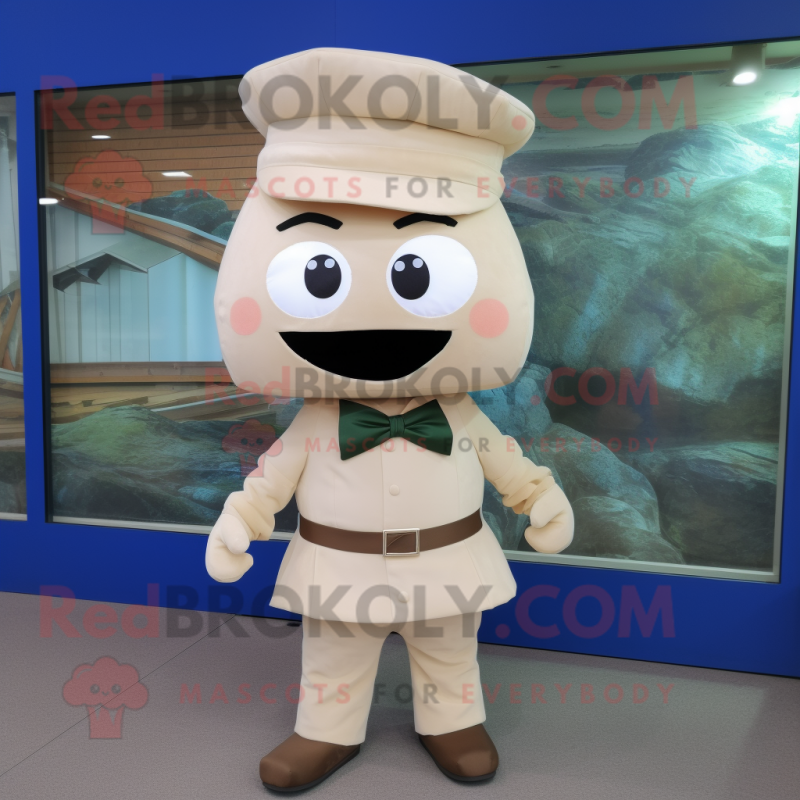 Cream Television mascot costume character dressed with a Cargo Pants and Bow ties Cream Television mascot costume character dressed with a Cargo Pants and Bow ties