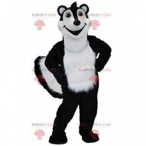 Mascotte de mouffette noir et blanche, costume de putois géant