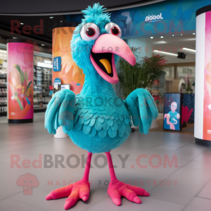 Cyan Flamingo mascot costume character dressed with a Shorts and Bracelets