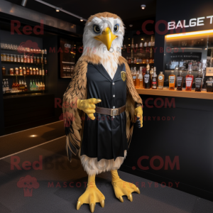 Gold Haast'S Eagle mascot costume character dressed with a Cocktail Dress and Shoe laces